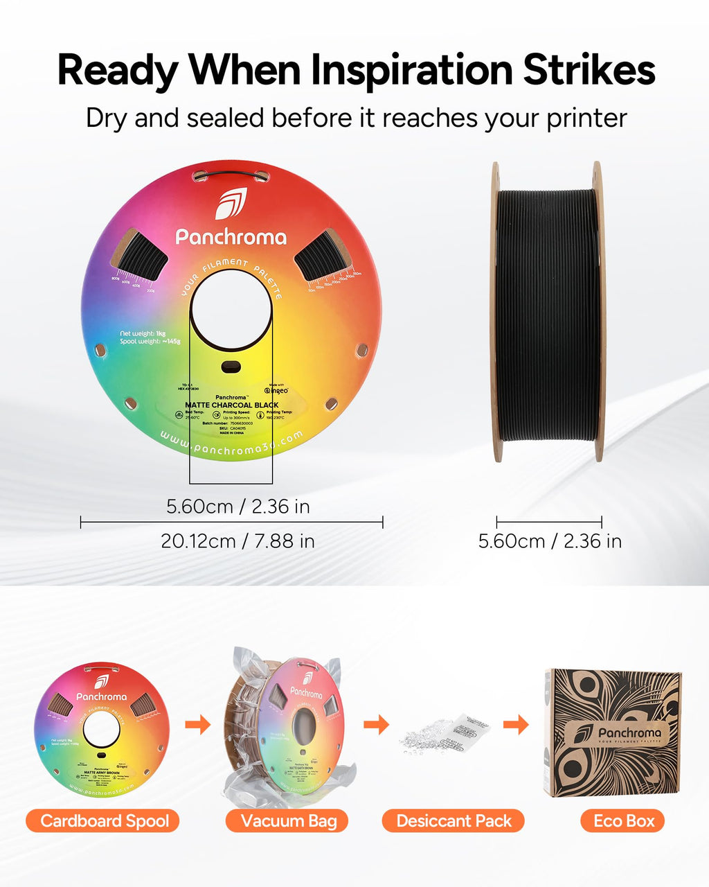 Polymaker Panchroma Matte PLA Filament 1.75mm, 1kg, Marble Slate Grey