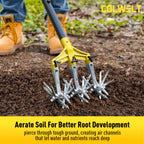Colwelt Rotary Cultivator Garden Tool 61’’, Hand Tiller Garden Tool with Detachable Aluminum Tines, Cultivators for Gardening Soil or Reseeding Grass, Manual Cultivators & Tillers for Flowers Beds
