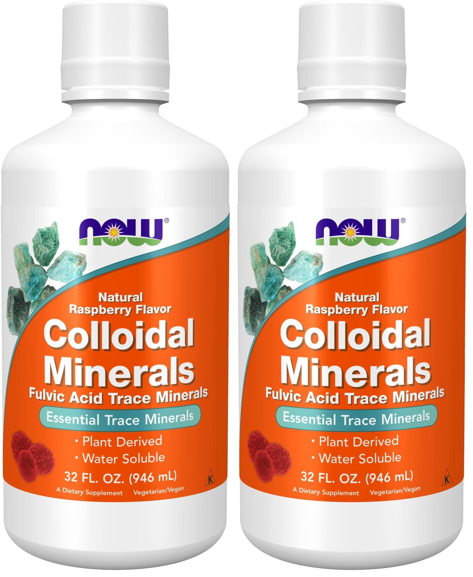NOW Foods Supplements,Colloidal Minerals Liquid,Plant Derived,Essential Trace Minerals,Raspberry,32-Ounce,(Pack of 2)