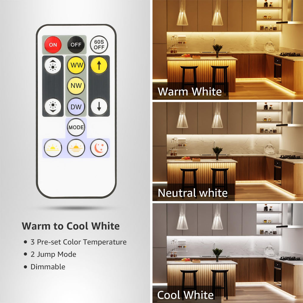 Lepro LED Tunable White Strip Light, Warm to Cool White, 16.4ft Dimmable Bright LED Tape Lights, 300 LEDs 2835, Strong 3M Adhesive, Not Cuttable, Suitable for Christmas Decorations, Home, Bedroom