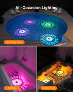 Solar Floating Multicolor Pool Lights with Remote Timer Waterproof Lamp 9 Fixed Adjustable Color for Family Night Swimming Security Lighting, Use to Yard, Garden, Outdoor Inground Pool, Ponds, Hot Tub
