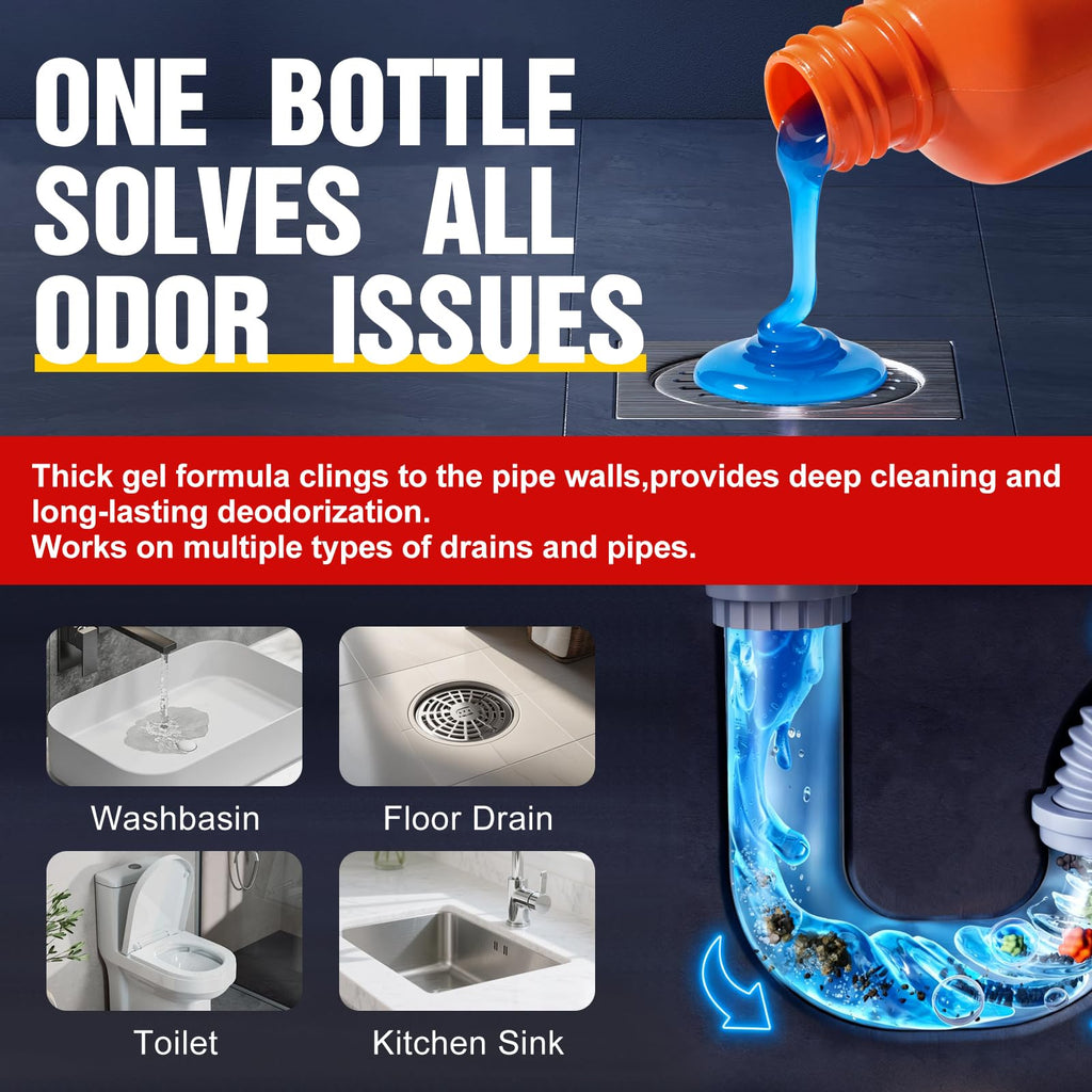 Bell Bird Drain Clog Remover & Pipe Cleaner - Thick Power Gel Dissolves Hair, Grease, and Soap Scum - Septic Safe Odor Eliminator for Kitchen Sinks, Tubs, Showers & Toilets (Pack of 4)