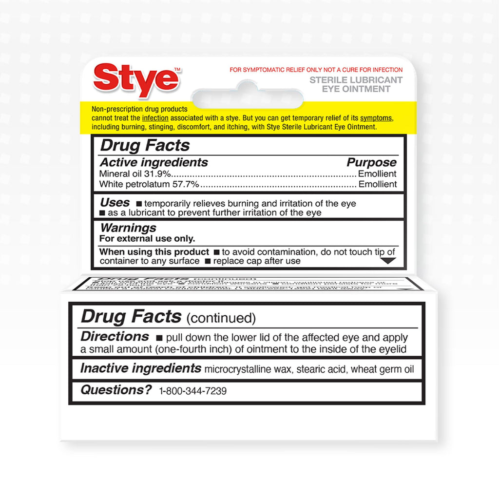 Stye Sterile Lubricant Eye Ointment, Eye Symptom Relief, 0.125oz