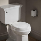 KOHLER Stonewood Quiet-Close, Round Toilet Seat Soft Close, Durable Wood, Easy Installation, Universal Fit, Home Essentials, White Finish, K-20467-0