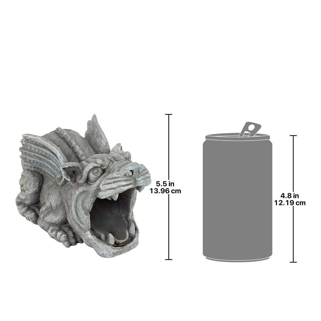 Design Toscano Roland the Gothic Gargoyle Gutter Guardian Rain Downspout Extension Outdoor Statue, 10 Inch Long, Cast Stone Resin, Grey Stone Finish