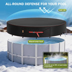 9 Ft Round Pool Cover, Solar Covers for Above Ground Pools, Stock Tank Pool Cover Protector with Accessories, Round Hot Tub Cover Ideal for Waterproof and Dustproof