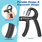 AIXPI Grip Strength Trainer, Hand Grip Exerciser Strengthener with Adjustable Resistance 11-132 Lbs (5-60kg), Forearm Strengthener, Hand Exerciser for Muscle Building and Injury Recover Black 1 Pack