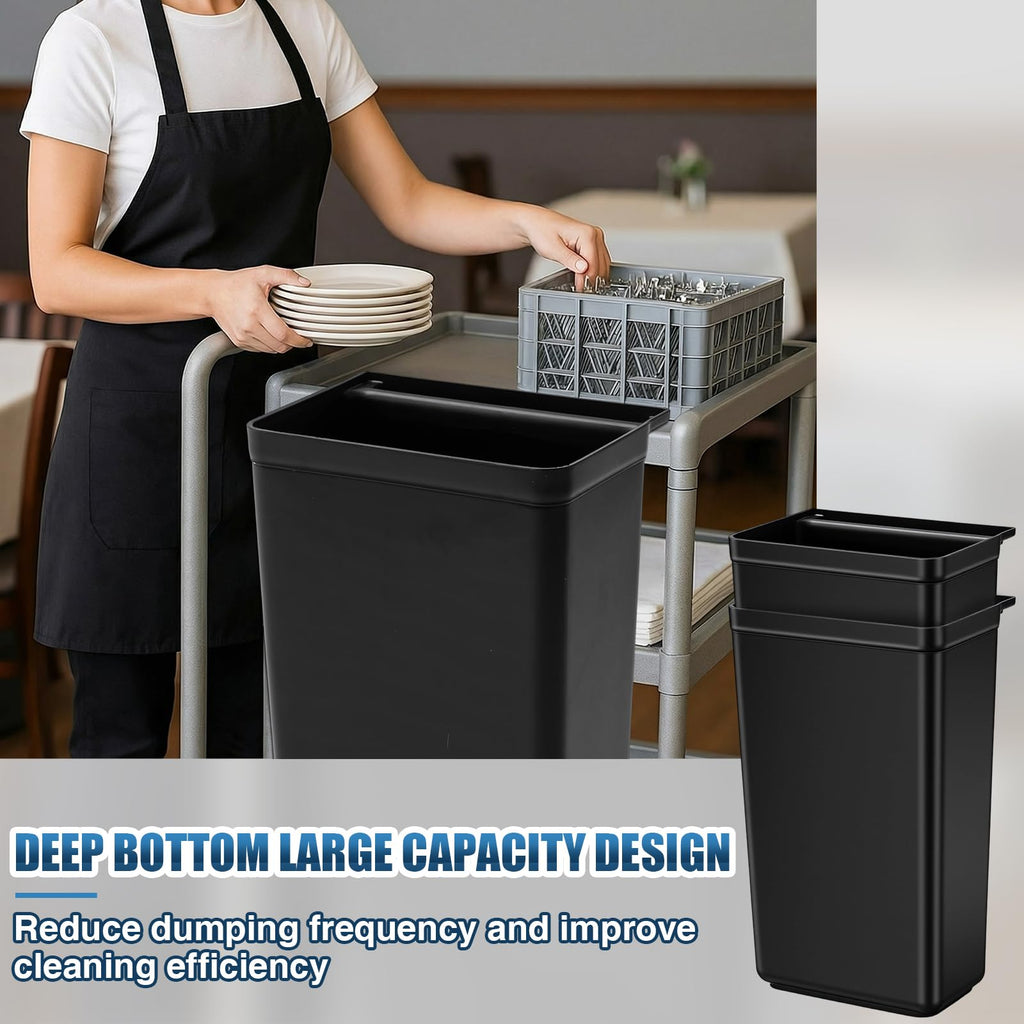 Briwooody 2 Pcs Large Capacity Trash Bins for Bussing Cart 22" H, 9" W, 13"L Attachable Trash Can Hauler for Rolling Utility Cart Accessories Wastebasket Polyethylene Plastic Restaurant Tub