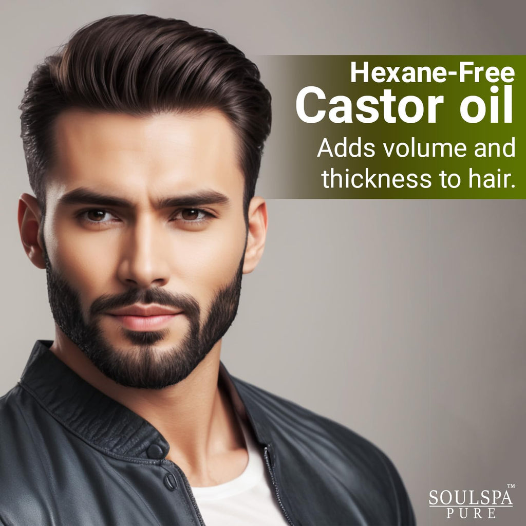 SOULSPA PURE Organic Castor Oil Glass Bottle for Hair Growth Face Scalp Skin USDA Certified 100% Pure Castor Oil Organic Glass Bottle