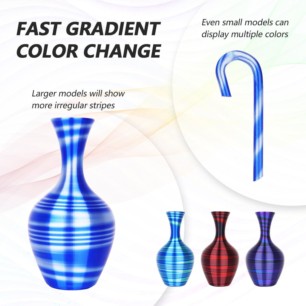 AMOLEN Silk PLA 3D Printer Filament Bundle, Shiny Multicolor Rainbow PLA Filament 1.75mm Pack, Fast Color Change PLA 3D Printing Filament for Most FDM 3D Printer, 200g X 4 Spools