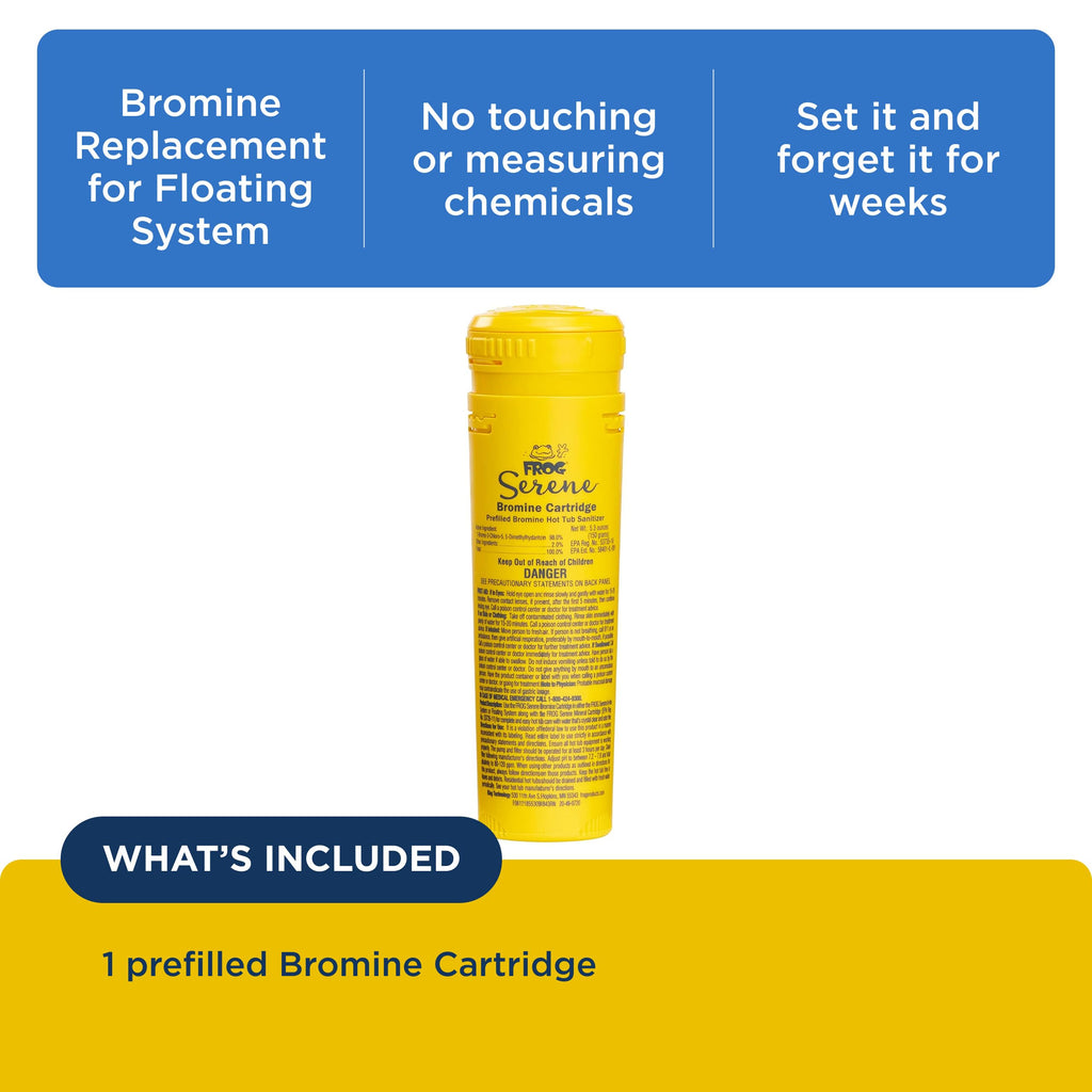 FROG Serene Replacement Bromine Cartridge for use with Hot Tub FROG Serene Floating Sanitizing System - Prefilled for Quick & Easy Hot Tub Maintenance - 1 Pack