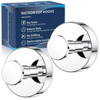 MOTAIPEAK Suction Cup Hooks for Shower,Removable Shower Towel Suction Hooks for Bathroom Wall,Kitchen,Glass,Mirror,Tile to Hang Robes,Loofah-Chrome(2-Pack)