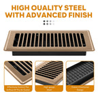 6x12 Floor Register, Floor Vent Covers for Home Floor Heavy Duty Steel Walkable Floor Vents Air Vent Covers for Sidewall and Floor, Floor Registers Brown 4 Pack