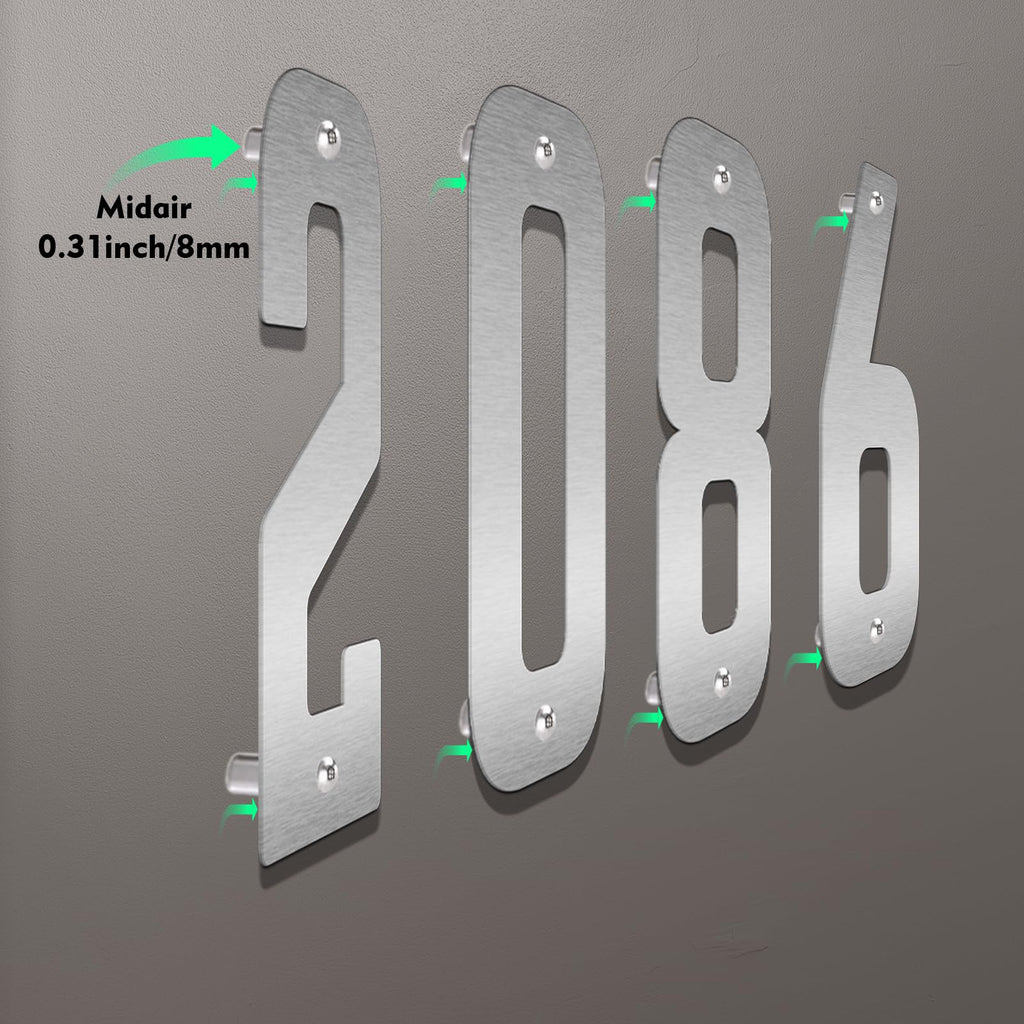 20 Inch Stainless Steel Metal Floating Address Numbers, Silver Metal House Letters, 304 Stainless Steel House Address Letters and Numbers, Modern Door Number and Letter for Home Hotel Office (1)