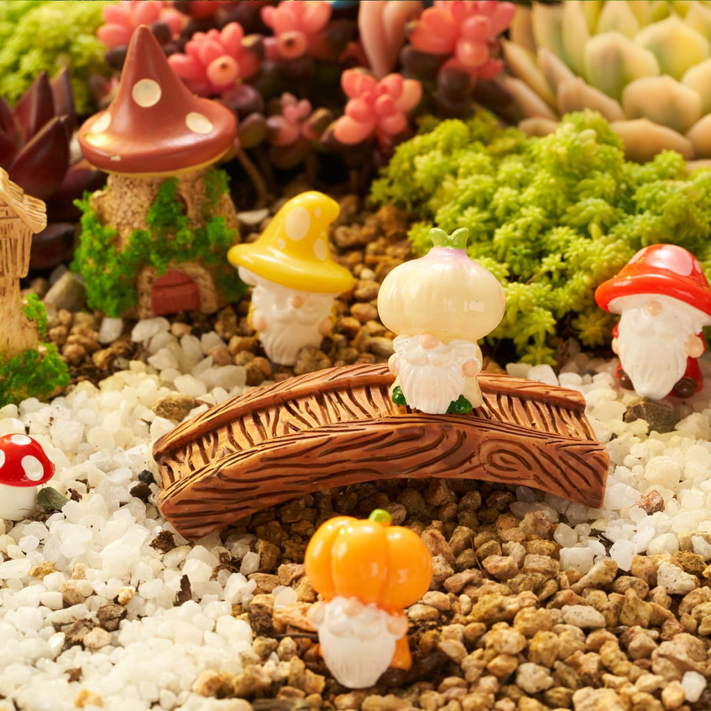 Nashibowu 24Pcs Mini Fairy Garden Accessories DIY Kit - Miniature Gnomes & Tiny Fairies House Set, Resin Animals, Bridge, Mini Pond & Mushrooms Figurines for Terrarium Micro-Landscaping