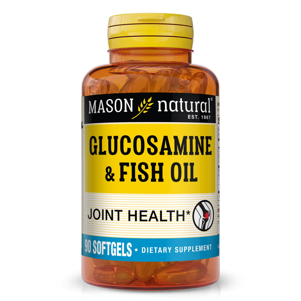 MASON NATURAL Glucosamine & Fish Oil Supplement with DHA & Omega 3 for Joint & Muscle Support, 1 Month Supply Softgel Pills