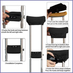 SPRING SEAON Underarm Crutch Pads, Velvet Padded Crutches Covers Non Slip Padding Cushion Crutch Accessories （black）