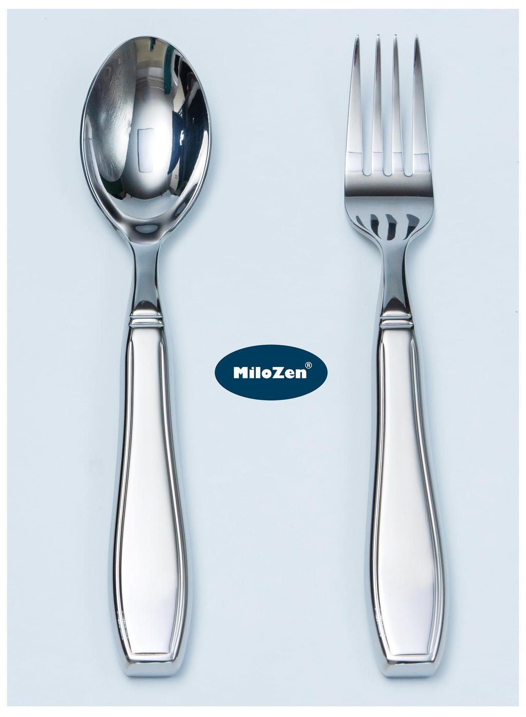 MiloZen Weighted Utensils for Hand Tremors, Adaptive flatware Stainless Steel Spoon and Fork Set for Elderly, Arthritis, Parkinson’s, Pack of 2