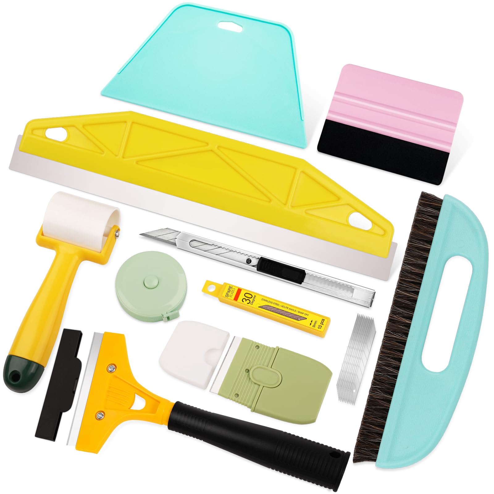 WRAPXPERT Peel and Stick Wallpaper Tools,Wallpaper Smoothing Tool Kit with Smoother,Edge Guider,Paste Brush for Backsplash Tile,Contact Paper