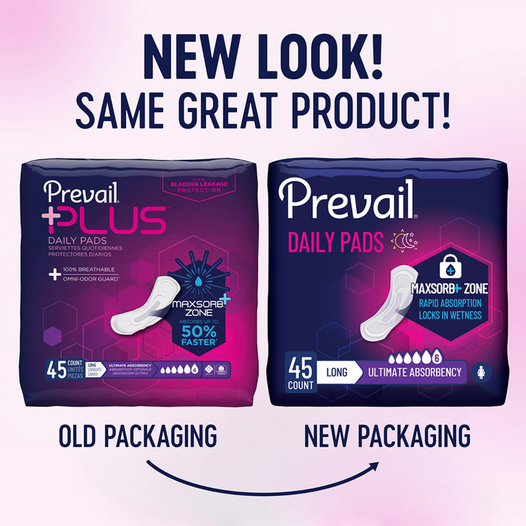 Prevail Bladder Control Pads for Women with MaxSorb+ Zone, 90 Count
