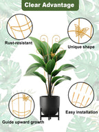 Butterfly Metal Monstera Trellis, Gold Garden Treleaf Expandable Trellis