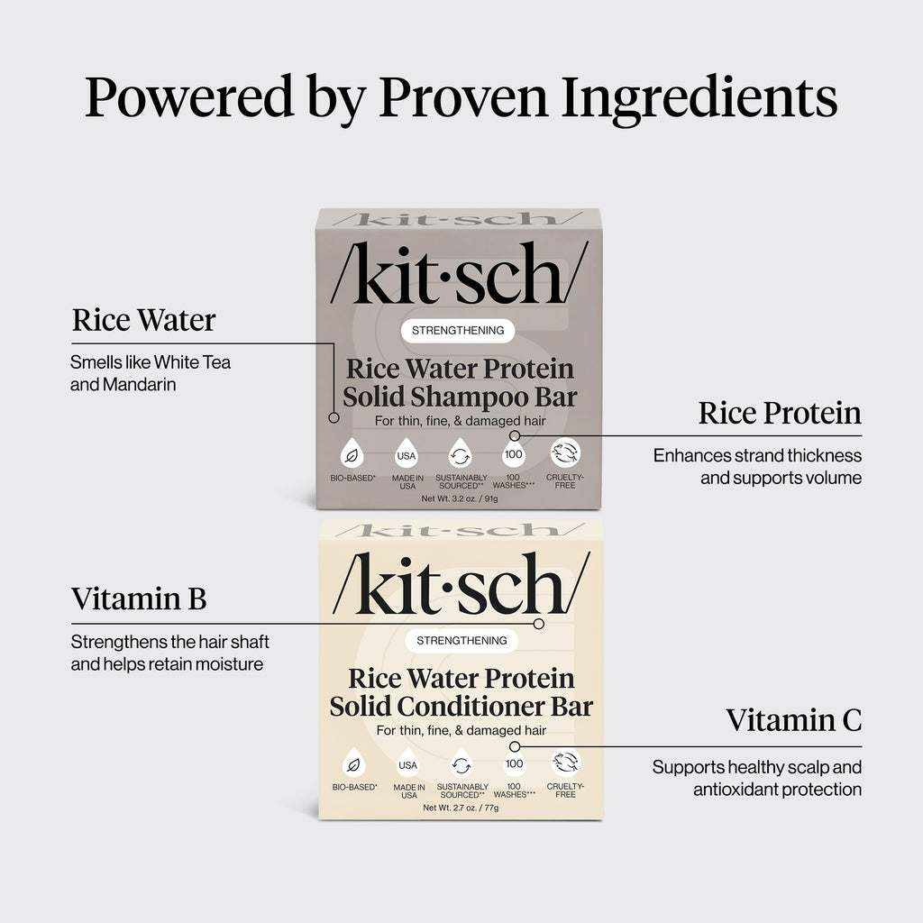 Kitsch Rice Water Solid Shampoo and Conditioner Set for Hair Growth – 2 pcs