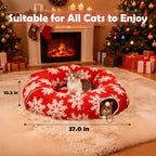 LoopTime Cat Tunnel Christmas Tree Skirt,Christmas Tree Cat Tunnel for Indoor Cats,Cat Tunnels Tree Skirt,Soft Peekaboo Hideway Bed Cave Donut Toys Circle Tunnels for Kittens & Large Cats (Red)
