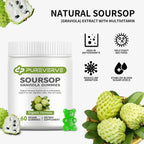 Soursop Graviola Gummies, Pureverve Max Strength Soursop Leaves Extract with Sea Moss & Zinc for Cell Support & Regeneration, Immunity, Liver and Antioxidant, Sugar/Gluten Free, Vegan - 120 CT, 2 Pack