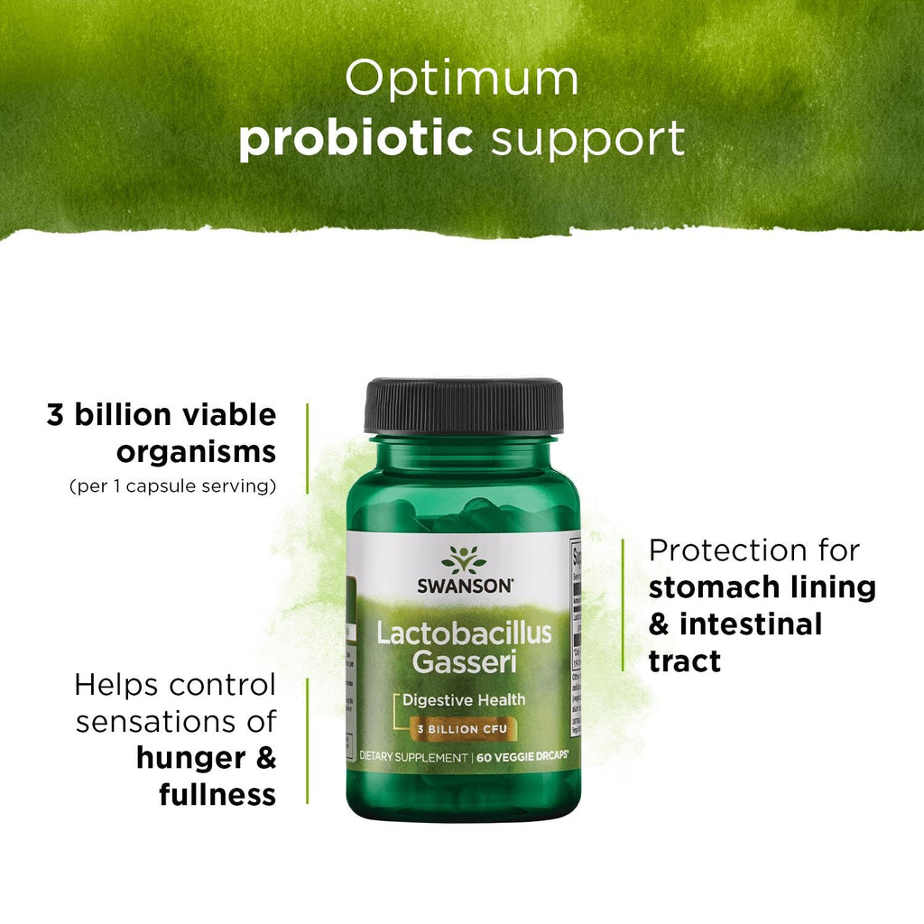 Swanson Lactobacillus Gasseri - Vegan Probiotic Supplement - Supports Energy Metabolism & Gut Health* - No Refrigeration Required - 60 Veggie Capsules