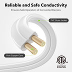 BN-LINK 3-Outlet Indoor Extension Cord, 6/9/12 ft Variety 3-Pack, 16/2 SPT-2, 2 Prong Polarized Plug, White Household Power Cord for Home, Office & Holiday Decorations