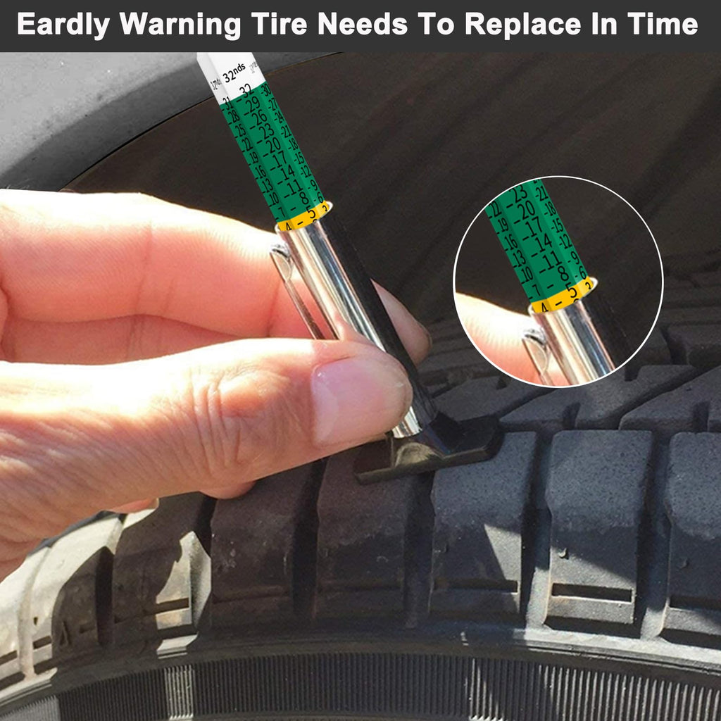 Tire Tread Depth Gauge,Tire Tread Gauge Color Coded,Tread Depth Gauge in 1/32 inch(Pack of 2)