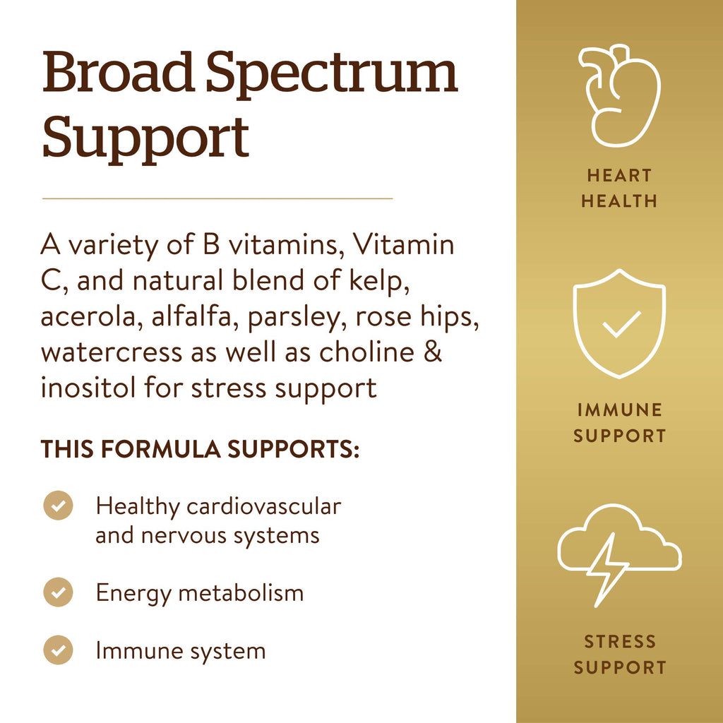 Solgar B-Complex with Vitamin C Stress Formula, 250 Tablets - Energy Metabolism, Nervous System & Immune Support - Non-GMO, Vegan, Gluten Free, Dairy Free, Kosher - 125 Servings