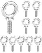 QWORK Machinery Eye Bolt, 10 Pack 1/2" -13 x 1-1/2" Marine Grade 304 Stainless Steel Shackle, Lifting Ring Threaded Eyebolt Shoulder Eyebolts