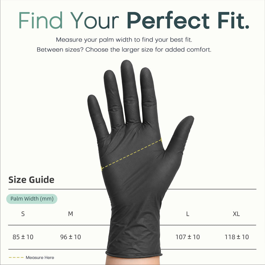 BEASTEK Black Nitrile Exam Gloves, 4Mil Powder-Free Food Prep Disposable XL