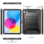 Soke Case for iPad (A16) 11th Generation 11-inch 2025, iPad 10th Generation 10.9-inch 2022, with Built-in Screen Protector and Kickstand, Rugged Full Body Protective Cover - Black