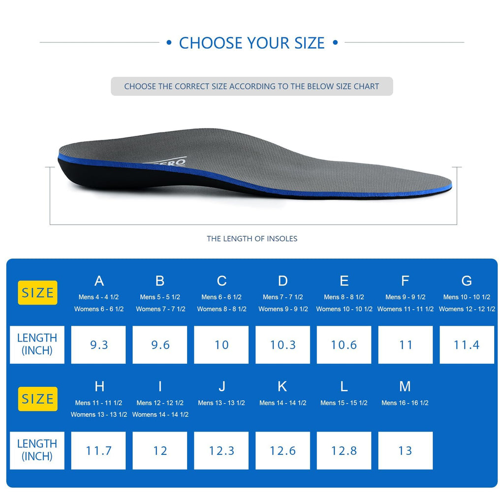 Plantar Fasciitis Feet Insoles Arch Supports Orthotics Inserts Relieve Flat Feet, High Arch (Mens 12-12 1/2 | Womens 14-14 1/2)