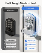 TEEHO TE004 Keyless Entry Keypad Door Lock with Handle - Smart Digital Electronic Lock for Interior Door with Anti-Peeping, Auto Lock & Passage Mode - Easy Installation - Satin Nickel