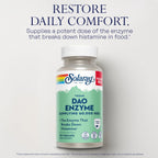 SOLARAY DAO Enzyme - Digestive Enzyme that Breaks Down Histamine - 60,000 HDU - Digestive Enzymes - Vegan, Gluten Free, Lab Verified - 135 Servings, 135 VegCaps