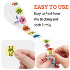Babymiu Cute Pixel Dancing Bear Rock Dot Stickers Roll(1000 pcs) Rock Band Cartoon Sticker Decoration Decal Gifts Merch Party Supplies in 2 Rolls with 10 Patterns for Laptop Window Luggage Skateboard