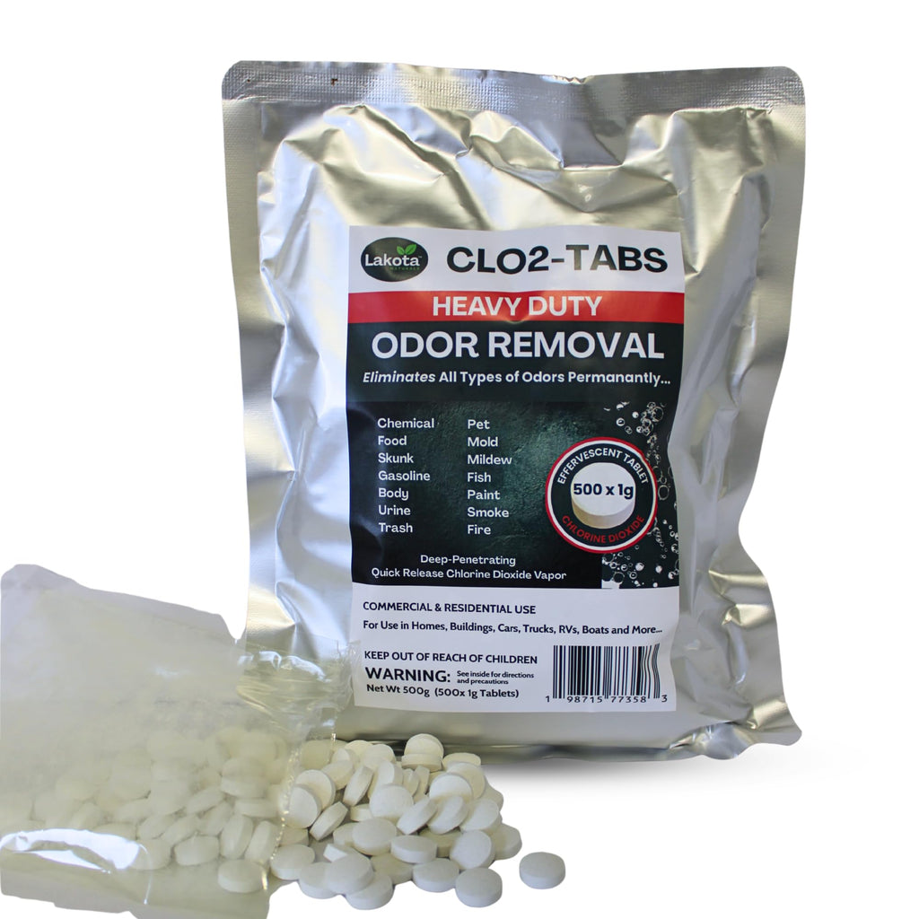 CLO2-ODOR Chlorine Dioxide Tablets - 500 x 1g (1.1 Pound) Best Value! Heavy Duty Chlorine Dioxide Odor Removal for Homes, Rooms, Cars, Trucks, Rvs, Vehicles, Buildings and More!