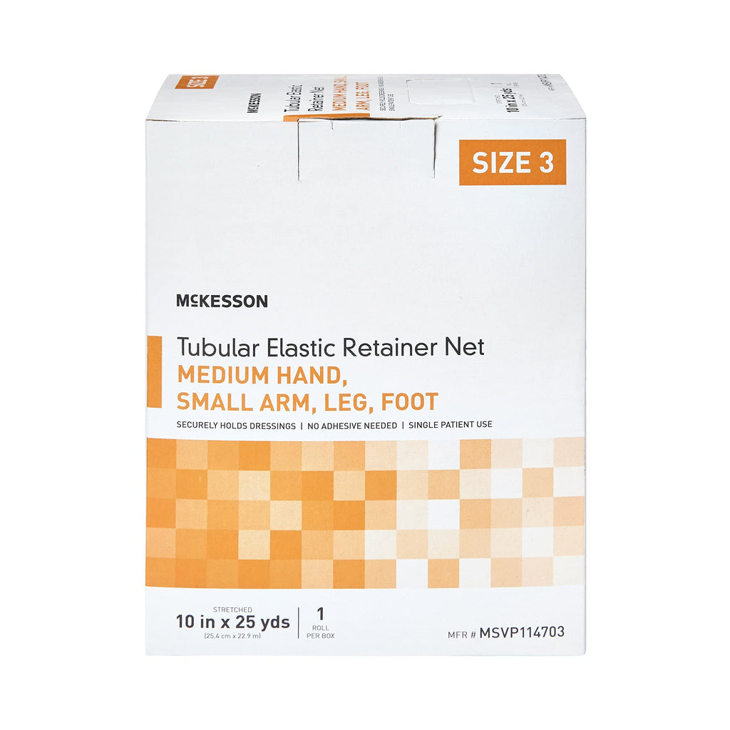 McKesson Tubular Elastic Retainer Net Dressing, Non-Sterile, Hand, Arm, Leg, Foot, Size 3, 10 in x 25 yd, 1 Count, 10 Packs, 10 Total