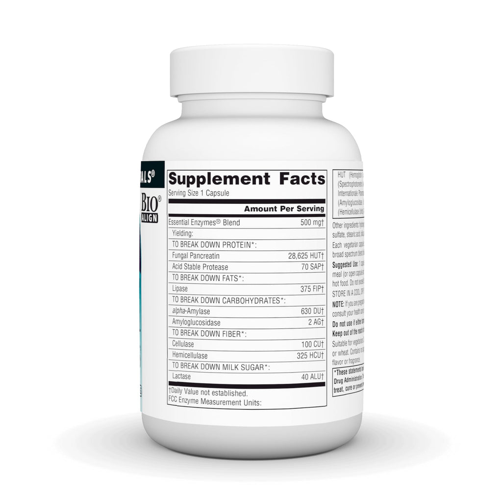 Source Naturals Essential Enzymes 500mg Bio-Aligned Multiple Enzyme Supplement Herbal Defense for Digestion, Gas, Constipation & Bloating Relief - Supports Immune System* - 120 Vegetarian Capsules