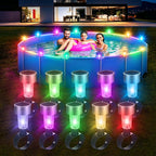 LILITUAN Solar Pool Lights for Above Ground Pools, 10 Pack Waterproof Above Ground Pool Lights, Dusk to Dawn Auto On/Off Decorative Night Lights for Frame Pool, Outdoor Railings (Colour Light)