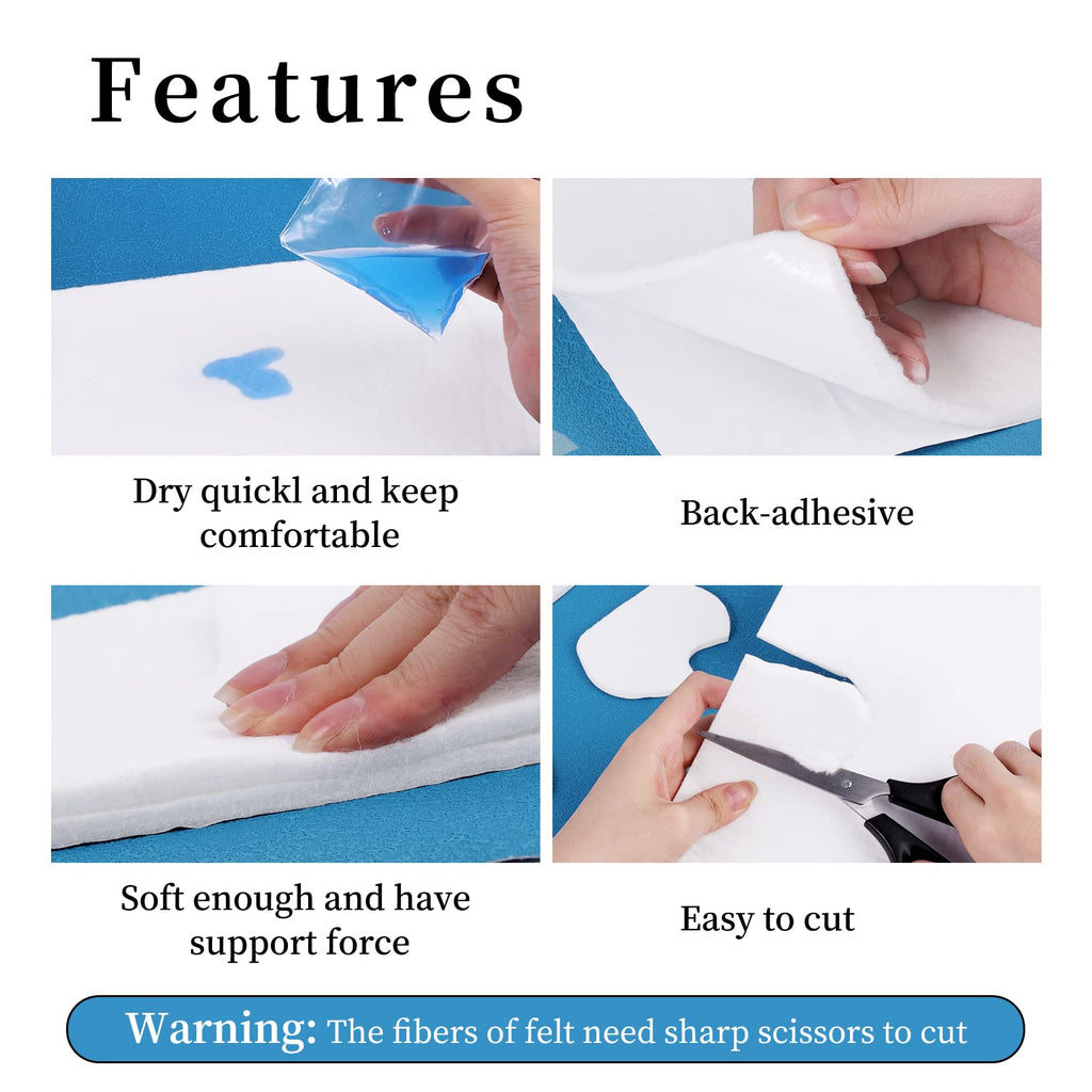 Pllieay Adhesive Felt Premium Grade, Orthopedic Felt Roll 1/4" x 6" x 2.5yd. Quality Rayon Blend for Provide Cushioning and Support in Pain Foot