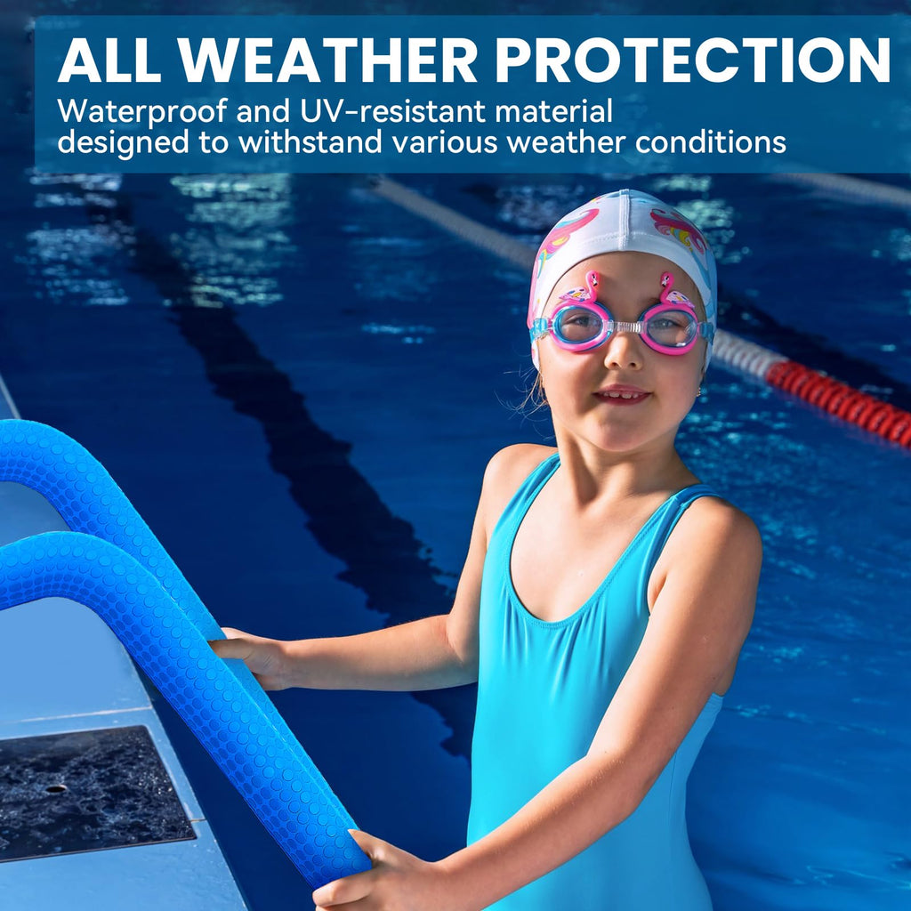 Pool Handrail Cover, 6 Feet Neoprene Zippered Pool Handle Covers, Slip Resistant Rail Grip for Swimming Pool Hand Railing Cover Blue