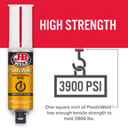 J-B Weld 50132 PlasticWeld Quick-Setting Epoxy Syringe - Translucent Yellow - 25 ml