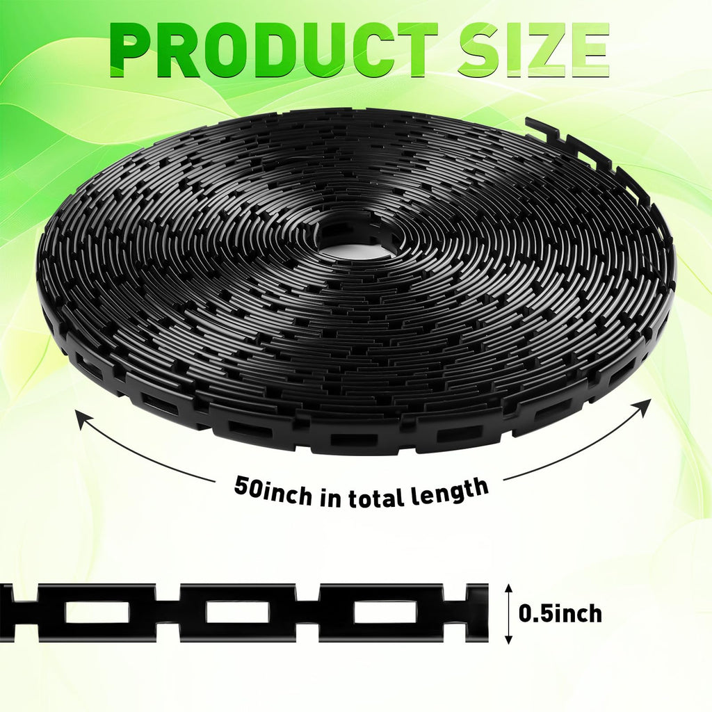 50 FT Chain Lock Tree Ties, 0.5Inch Outdoor Plant Strap for Staking