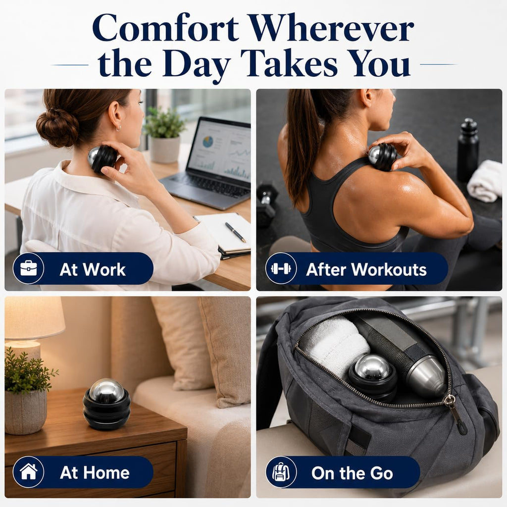 Flyfan Cold Massage Roller Ball, Small Gift for Teens, Men, Women, Boyfriend, Husband, Fitness Lovers, Stocking Stuffers,Handheld Muscle Roller Ball for Neck, Shoulders, Back, Calves & Feet