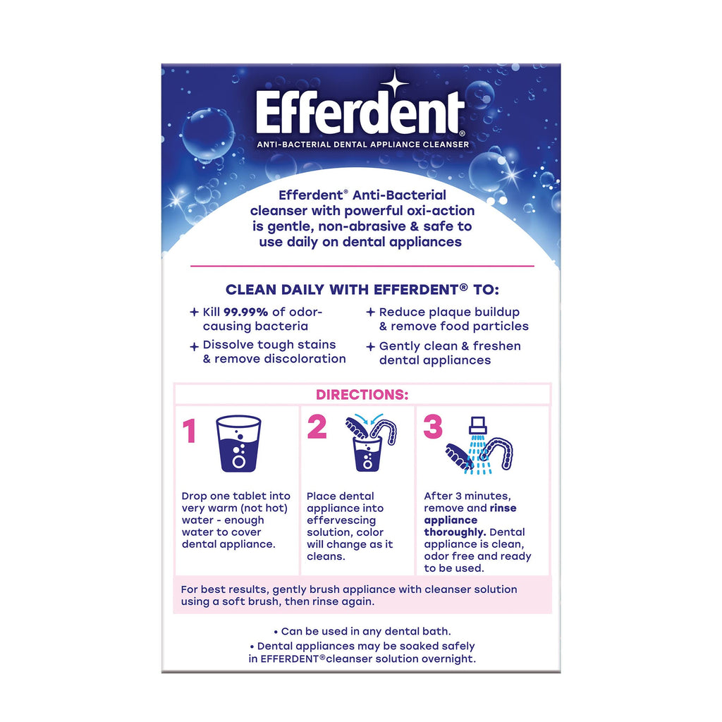 Efferdent Denture Cleaner Tablets – Dental Appliances, Aligners, Mouth Guard, and Retainer Cleaner Tablets, Complete Clean, 126 Count