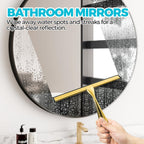 ALFLOD 2PACK 12-Inch Golden All-Purpose Shower Squeegee for Shower Doors, Bath Linen Sets, Tile Shower Walls, Bathroom, Window, Glass and Car Windshield, Mirrors and Kitchen-Stainless Steel
